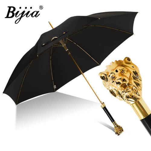 BIJIA 럭셔리 남성용 우산 장우산 비즈니스 일자 손잡이 영국풍 사자 머리 모형 독창적인 아이디어 상품 남여공용 2인용 우산
