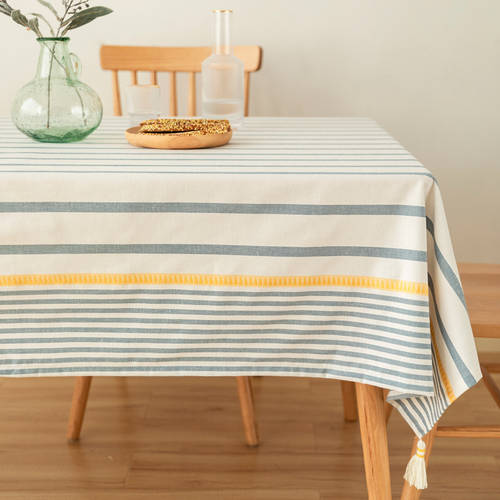 테이블 얼간이 미술 북구풍 럭셔리 고급 코튼 린넨 상큼한 책상 줄무늬 스트라이프 티테이블 보 거실 식탁보 직사각형 가정용