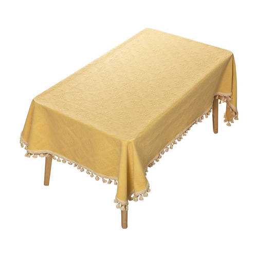 미식 순면 옐로우 식탁보 테이블 보 북구풍 심플 모던 테이블 식탁 단색 NEW 코튼 린넨 자카드 패턴 라운드 테이블보 테이블 보 미술