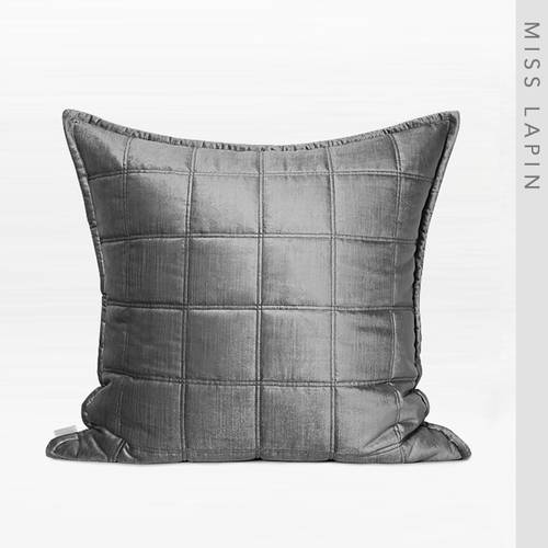 MISS LAPIN 모델하우스 소프트 베개 패드 쿠션 커버 모던 심플 그레이색 체크 무늬 퀼팅 코튼 자수 풍부한 베개