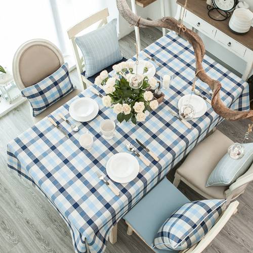 천소재 패브릭 식탁보 테이블 보 서양식 체크무늬 심플 모던 직사각형 지중해 북구풍 티테이블 매트 식탁보 단색 원형