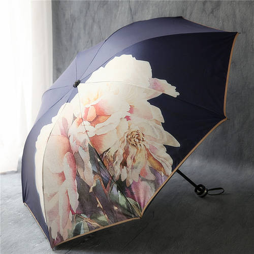 PARKSON 양산 태양 써머 여름용 이중 비닐 우산 3단접이식 레트로 양면 프린팅 양산 다목적 양산 파라솔