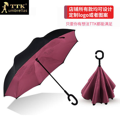 TTK 이중 우산 남여공용 엔젤링 거꾸로 우산 자동 접이식 맑은 비 다목적 2인용 SUPER 대형차 적재 용 장우산