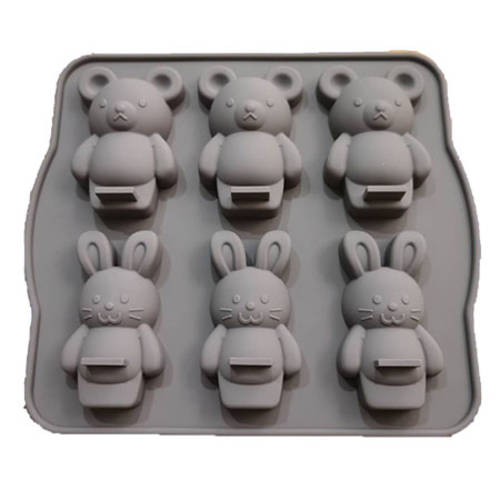 일본 CA 토끼 작고 BEAR 6개 실리콘 케이크 몰드 DIY 다목적 접속가능 오븐 / 냉장 쉬운 탈형