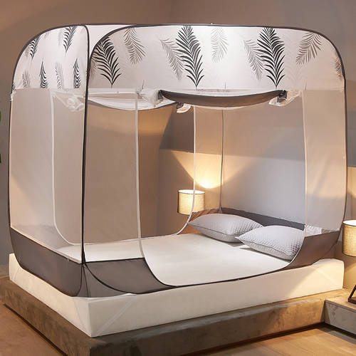 많은 사랑 캐노피 모기장 1.8m1.5m 가정용 조립 필요없음 학생용 기숙사 침대 커튼 일체형 거치대 몽골 파오 텐트
