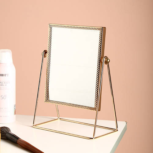 골드 레트로 라이트럭셔리 화장거울 탁상용 소형 거울 테이블 사각렌즈 둥근 원형거울 요즘핫템 셀럽 ins 소녀감성 화장대 거울