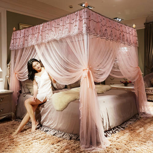 프린세스 스타일 캐노피 모기장 ins 요즘핫템 셀럽 소녀감성 플로어 심플 2인용 가정용 1.8m 침대 1.5m 미터 프라이버시 범퍼 두꺼운
