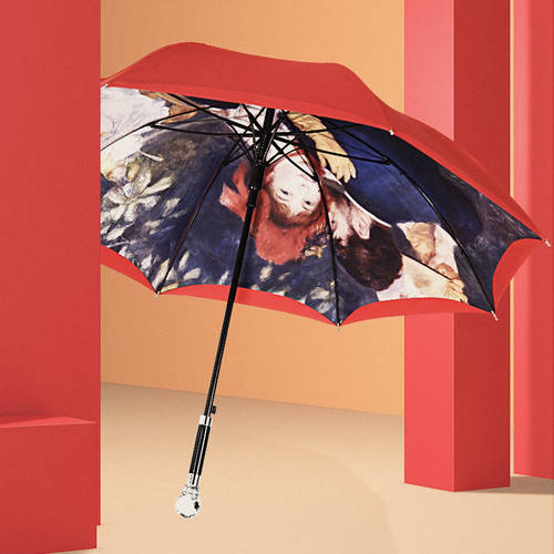 한국 레트로 장우산 크리스탈 맑은 비 다목적 자외선 차단 썬블록 자외선 차단 자동 2인용 우산 결혼 빨간 우산 여성용