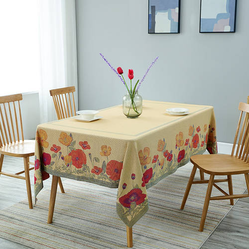 스웨덴 미식 식탁보 테이블 보 순면 자카드 패턴 서양식 차이나 스타일 식탁보 패브릭 전원 농촌 상큼한 옐로우 티테이블 보 주문제작