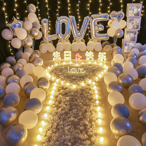 생일 인테리어 장식 설치 로맨틱 서프라이즈 고백 풍선 거짓말 테마 독창적인 아이디어 상품 파티 배경 벽 장면 소품 용품