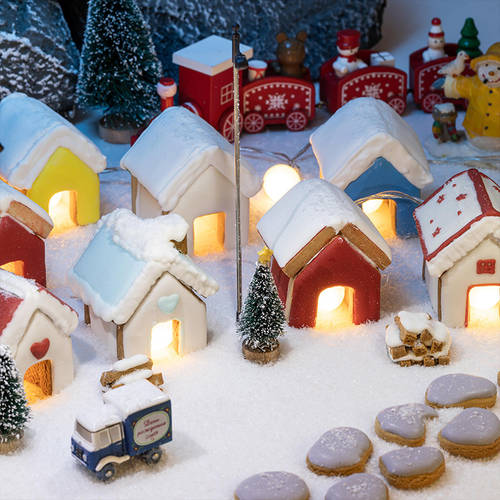 진저브레드 하우스 모형 크리스마스 작은 집 백설탕 쿠키 모형 진저브레드 하우스 diy 소재 풀세트