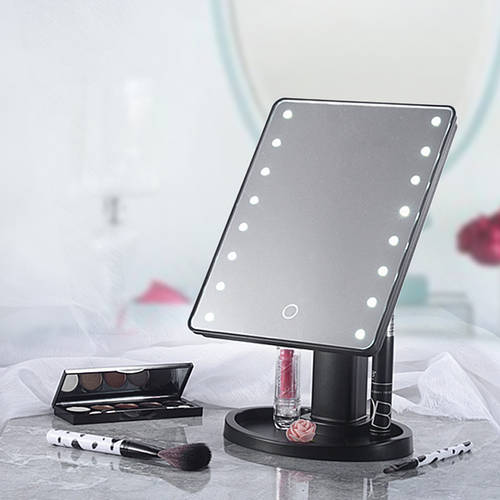 휴대용 프린세스 공주 거울 빨래 클리닝 화장거울 LED 터치스크린 데스크탑 LED LED조명 사각형 화장대 거울