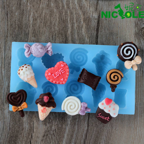 니콜 DIY 빵 굽기 베이킹 사탕 과자 아이스크림 캔디 모델링 스타일링 초콜릿 몰드 DIY 퐁당 FONDANT 장식 실리콘 몰드 모형틀