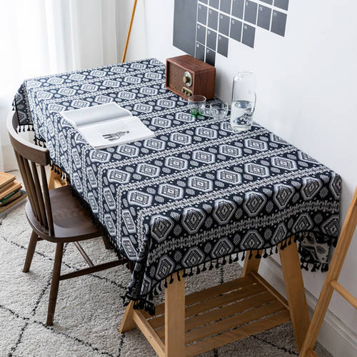 민족풍 코튼 린넨 자카드 패턴 표 얼간이 예술가 용 창작 아트 티테이블 식탁보 테이블 매트 책상 직사각형 테이블 보