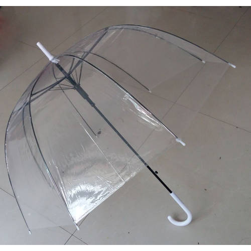 잡담 여자아이 긴 손잡이 굵은 투명 우산 머쉬룸 타입 공주 우산 화이트 아폴로 투명 우산 추가 가능 인쇄 광고용 우산