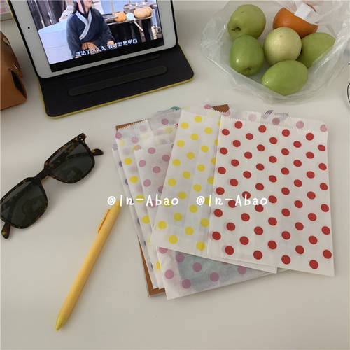 A BaO- 심플 한국 스타일 ins 컬러 도트무늬 소형 종이 봉지 포장 봉투 선물용 파우치 캔디 가방 캔 러블리 카드 파우치