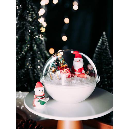 크리스마스 무스 공 포장 포장 케이크 상자 투명 원형 수플레 휴대용 크리스탈 공 디저트 코코넛 그릇