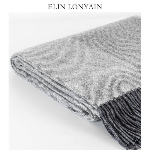 ELIN LONYAIN 모던 라이트럭셔리 라이트 그레이 컬러 무늬 호주 양모 태슬 레이스 담요 모델하우스 침대 끝 담요 담요