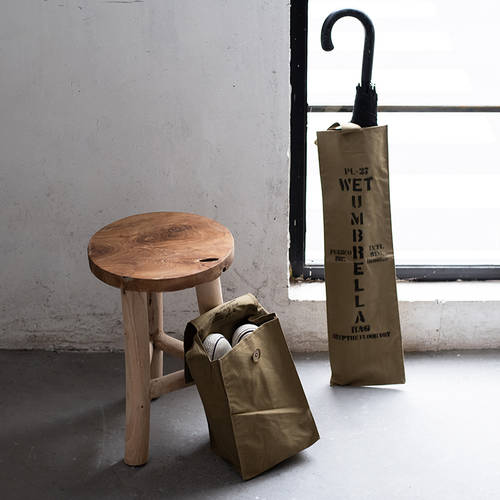 일본 PUEBCO 고무 천 시리즈 레트로 수납 포켓 알파벳 프린팅 봉투 보관가방 스토리지 구두끈 우산 가방