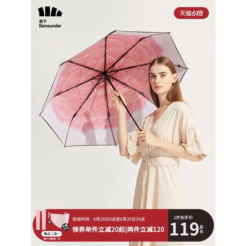 BANANAUNDER 로터스 타운 양산 햇빛가리개 XIAOHEISAN 자외선 차단 썬블록 자외선 차단 우산 양산 겸용 이중 비닐 우산