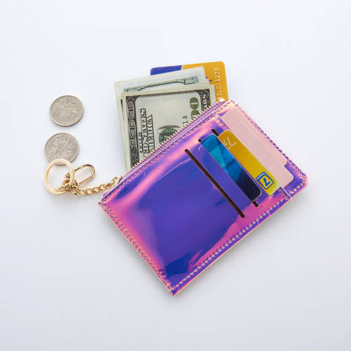 2020 신제품 한국버전 패션 트렌드 심플 올매치 초박형 소형 카드 케이스 다기능 단색 동전파우치 지퍼 머니클립 지갑