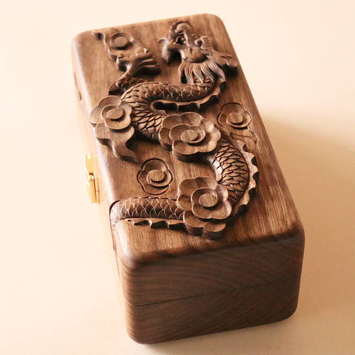 Mingyuan 핸드메이드 목제품 드래곤 박스 흑호두나무 액세서리 보석함 오리지널 디자인