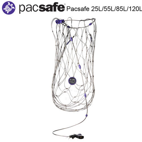 PACSAFE 여행용 스틸 와이어 케이블 내구성 좋은 백팩 장비 캐리어 방범도난방지 운송 보호커버 회로망 25-120 리터