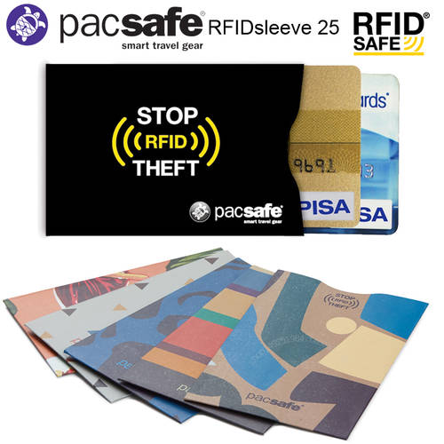 PACSAFE 여행용 세이프티 방범도난방지 브러시 스크린 보호 인식 잘되는 잘 읽히는 RFID 은행카드 신용카드 홀더 여권 케이스