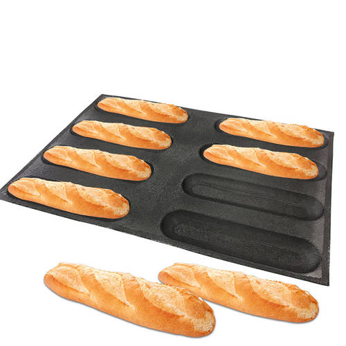 Bluedrop 프렌치 롱 스틱 식빵 몰드 모형틀 플래시 슈크림 퍼프 베이킹 몰드 달라붙지 않는 통풍 실리콘 그리드 패턴