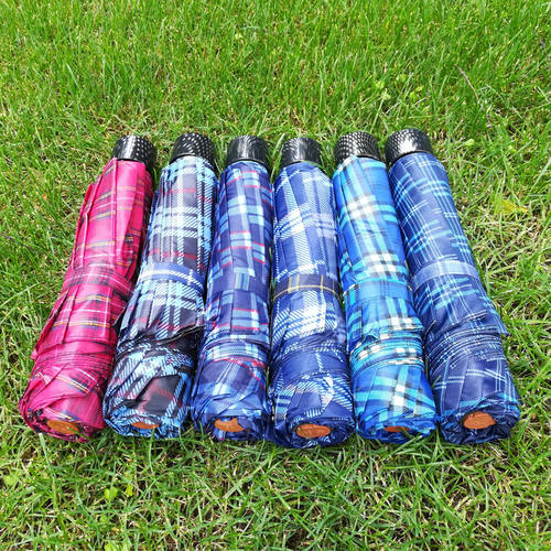 비즈니스 체크무늬 접이식 우산 양산 3단 접이식 우산 자외선 차단 양산 파라솔 양산 제조업체 가치 판매 도매