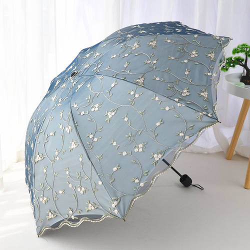 양산 자외선 차단 양산 여성용 접이식 자수 레이스 우산 양산 모두사용가능 레트로 이중 여신 양산 파라솔