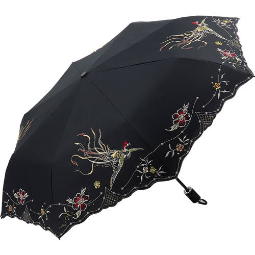 일본 자수 양산 2021 이중 우산 천 초 자외선 차단 썬블록 자외선 최첨단 하이엔드 3단접이식 햇빛가리개 궁전 스타일 우산