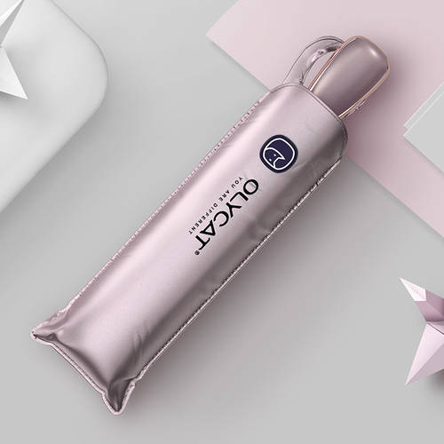 OLYCAT 프로페셔널 티타늄 실버 플랫 전자동 우산 3단접이식 맑은 우산 그늘 자외선 차단 태양 안티 UV