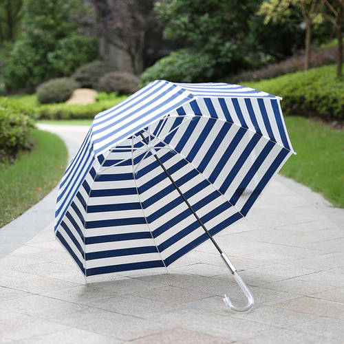 [ 특가 재고정리 ] 슈퍼 아치 독창적인 아이디어 상품 장우산 양산 크리스탈 퀄리티 클리어 핸들 NEW 해군 줄무늬 스트라이프