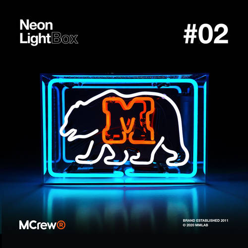 MCrew 캘리포니아 BEAR NEON LightBox 유행 아트 장식 진자 개 네온라이트 상자 컬랙션 한정판