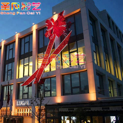 세인트 팬 Caiyi 아웃도어 풀 풀 진홍색 리본 쇼핑몰 외벽 LED 별조명 크리스마스 메이 첸