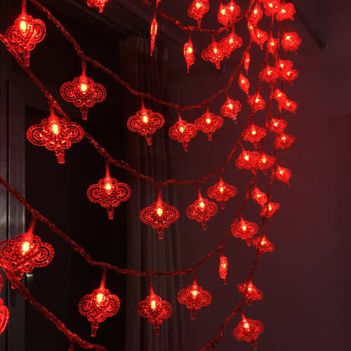 신년 새해 설날 인테리어 조명 복 글씨 스트링 라이트 LED 붉은 조명 케이지 꼬치 컬러 중국 매듭 배터리 LED 새해 소형 조명 일루미네이션