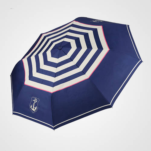 독창적인 아이디어 상품 커세어 CORSAIR 닻 실버 콜로이드 자동 양산 파라솔 해군 줄무늬 스트라이프 자외선 차단 우산 접기 양산