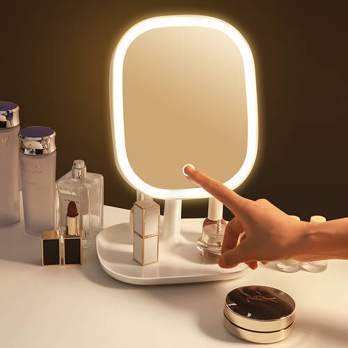 led 화장거울 포함 램프 데스크탑 가정용 탁상용 접이식 휴대용 화장대 거울 여성 네트워크 홍 메이 구성하다 보조등 소형 거울
