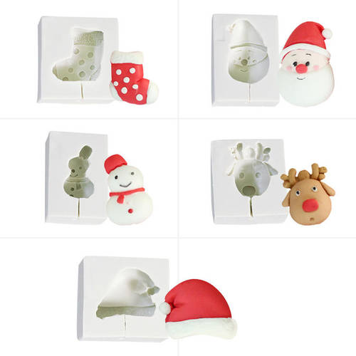 크리스마스 눈 인 크리스마스 모자 실리콘 사탕 과자 스텐실 크리스마스 섹션 몰드 실리콘 몰드 모형틀
