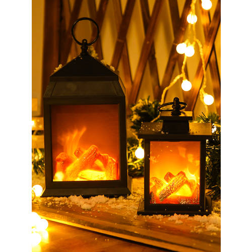 탄소 크리스마스 장식 LED조명 인테리어 난로 레트로 랜턴 휴대용 핫한 방 룸 빛 바람 랜턴 led 패션 트렌드 불꽃 。