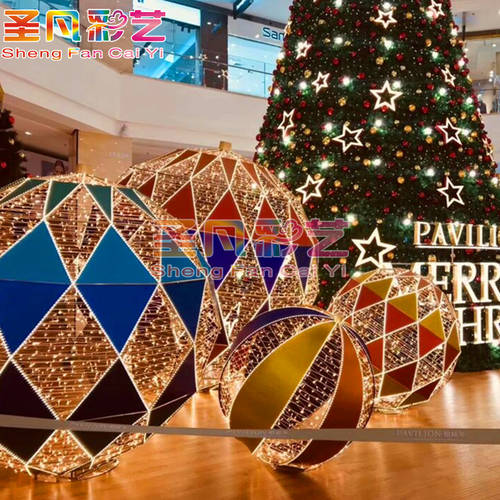 대형 쇼핑몰 호텔용 쇼핑 센터 크리스마스 안마당 장식품 LED 만든 공 유형 장식 dp 포인트 장식품 주문제작
