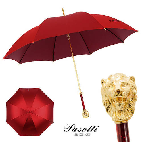 이탈리아 PASOTTI 와인색 우산 천 황금 사자 Ziqing 우산 그늘 우산 자외선 차단 자동 장우산