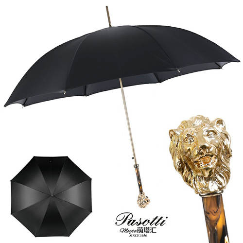 이탈리아 pasotti 황금 사자 서브 우산 황금 손잡이 검은 우산 천 길이 우산 우산 양산 모두사용가능 자외선 차단 썬블록 신사용 스트레이트 우산 남성 우산