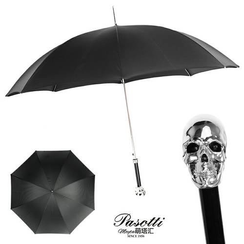 pasotti 이탈리아 우산 남성용 블랙 양산 실버 스컬캔디RIFF 비닐 대형 우산 양산 모두사용가능 자동 롱