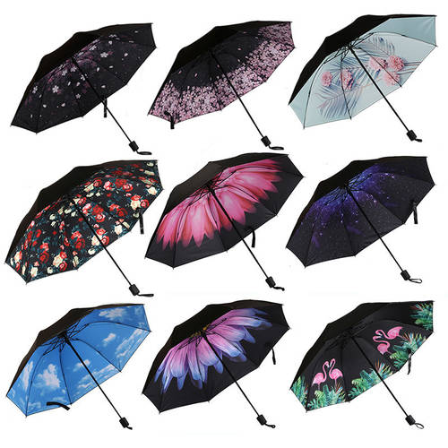 3단 접이식 우산 초경량 컴팩트 휴대용 양산 태양 보호 자외선 양산 두 접기 사용 여성용 upf50+