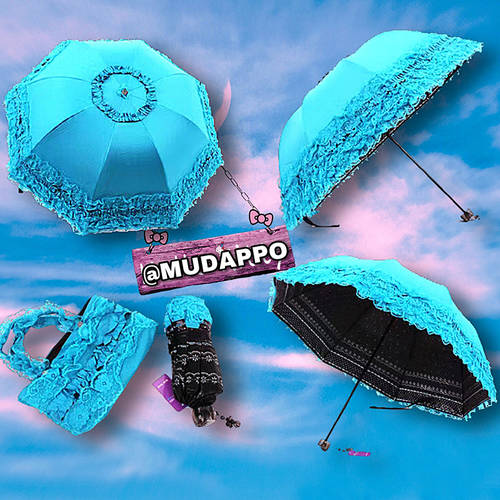 하나만 도매 수입 네온 레이스 레이스 여성용 귀여운 LOLITA 접이식 우산 햇빛가리개 양산