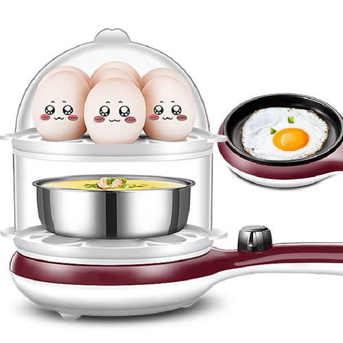 3IN1 계란찜기 계란 삶는 기계 이중 다기능 미니 프라이팬 자동 전원 차단 계란찜기 계란 삶는 기계 커플 소형 아침식사 브런치 계란 기계