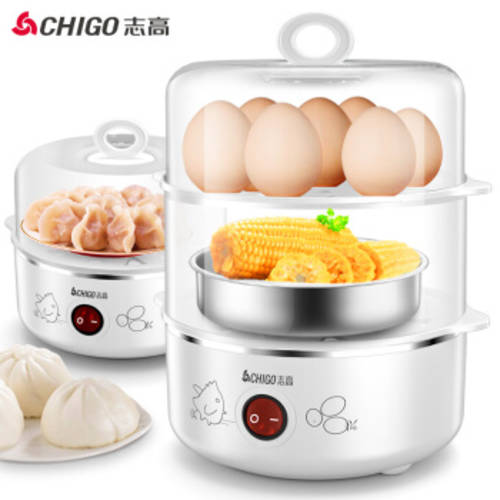 Chigo 계란찜기 계란 삶는 기계 이중 가정용 계란찜 태움방지 토스트기 계란찜기 계란 삶는 기계 요리 가능 14 시합 304 스테인리스