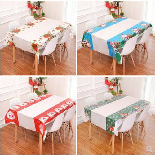 크리스마스 식탁보 테이블 보 일회용 생일 모임 테마 장식 인테리어 식탁보 세트 플라스틱 직사각형 테이블 보 가정용 방수